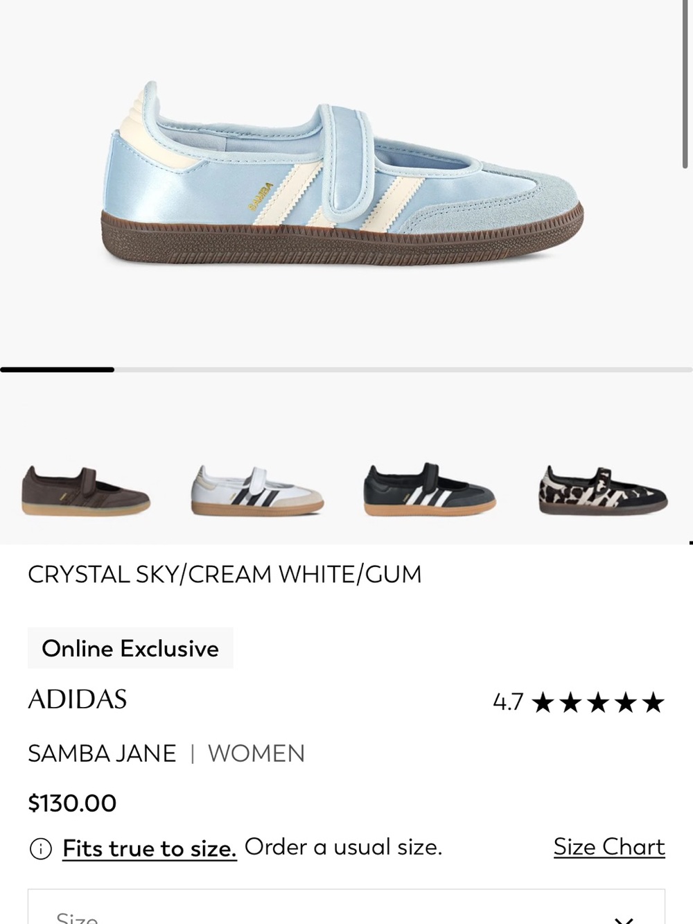 adidas Samba Jane Sandals in Crystal Sky and Cream White